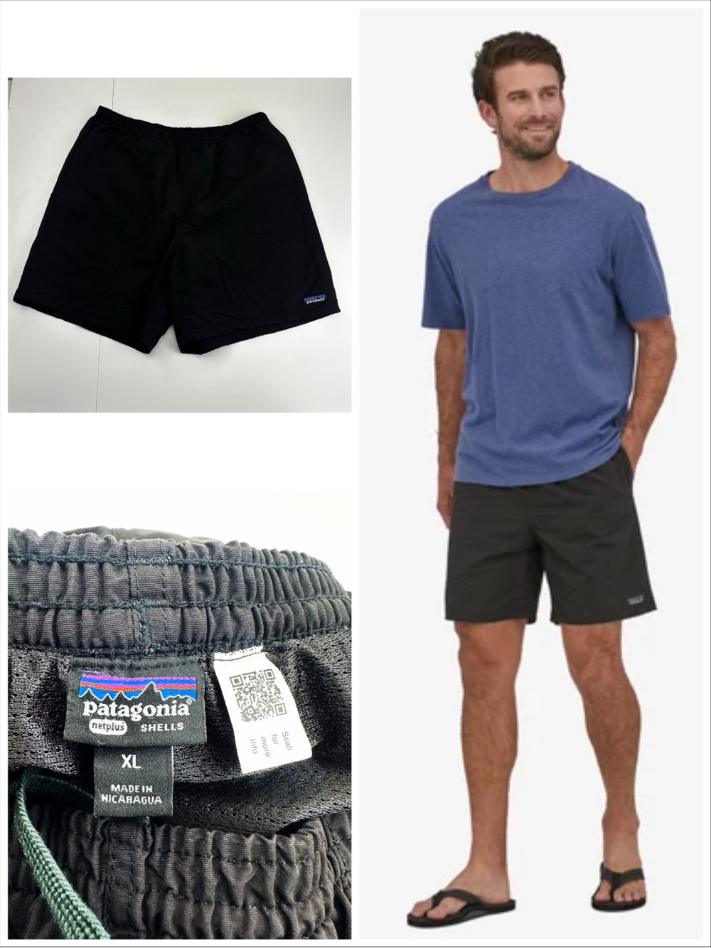 Patagonia Baggies Shorts Men’s Long 7” Inseam Liner Pockets Classic Black